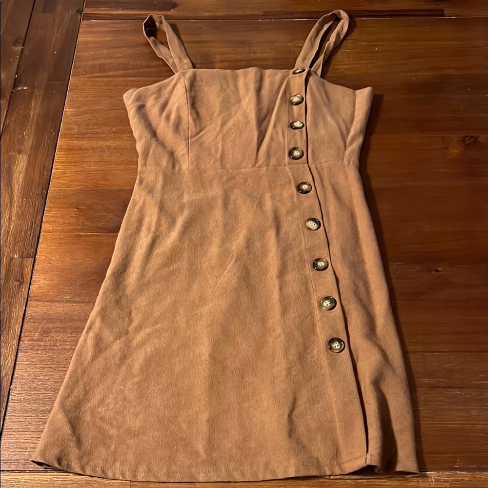 Elegant Brown Button-Down Dress